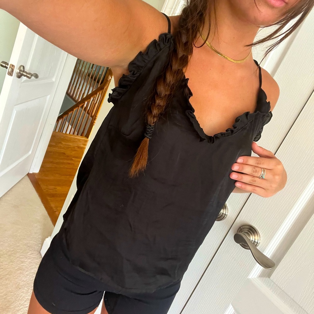 Black satin free people tank top